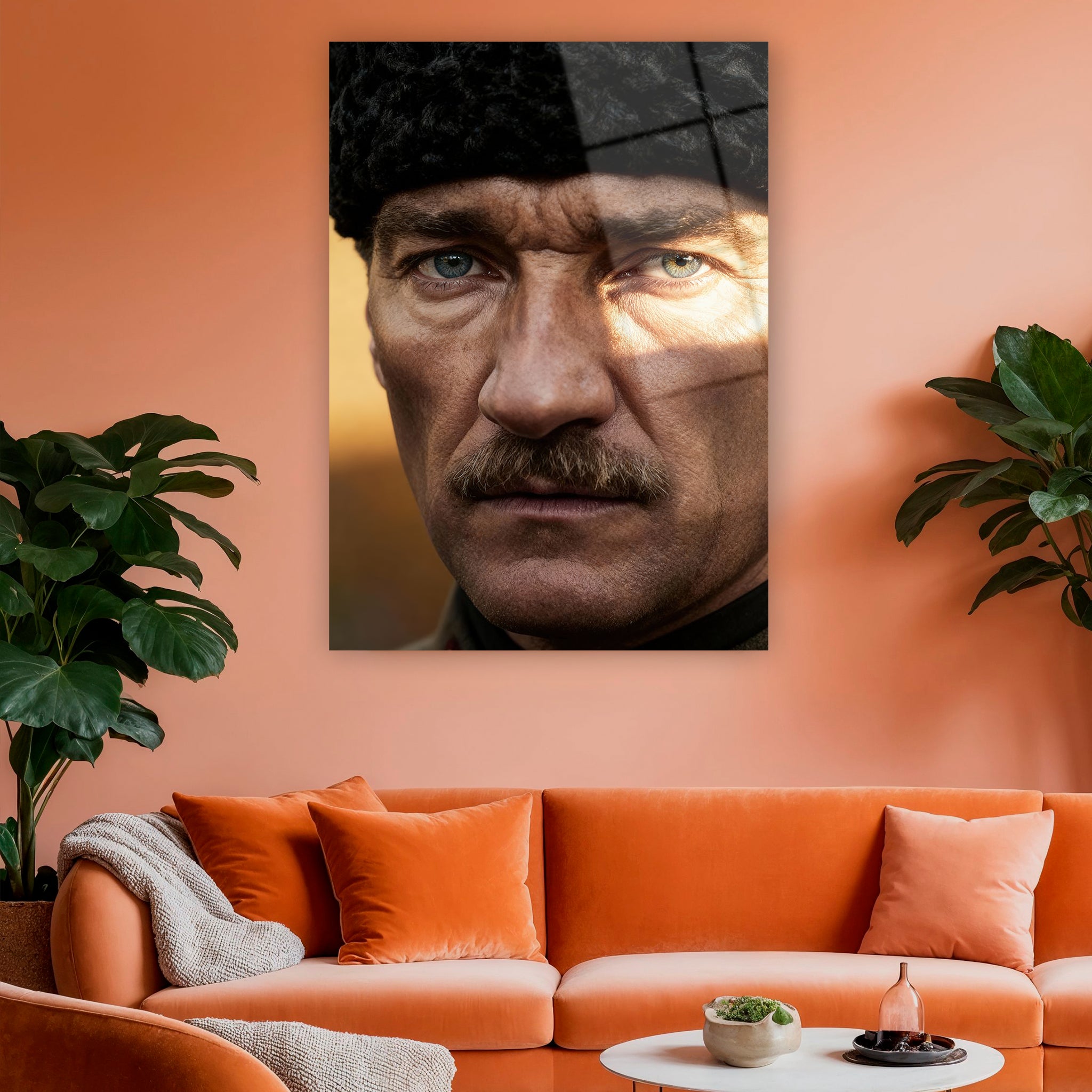 gazi mustafa kemal kararlı bakış yüz detayı duvar dekoru
