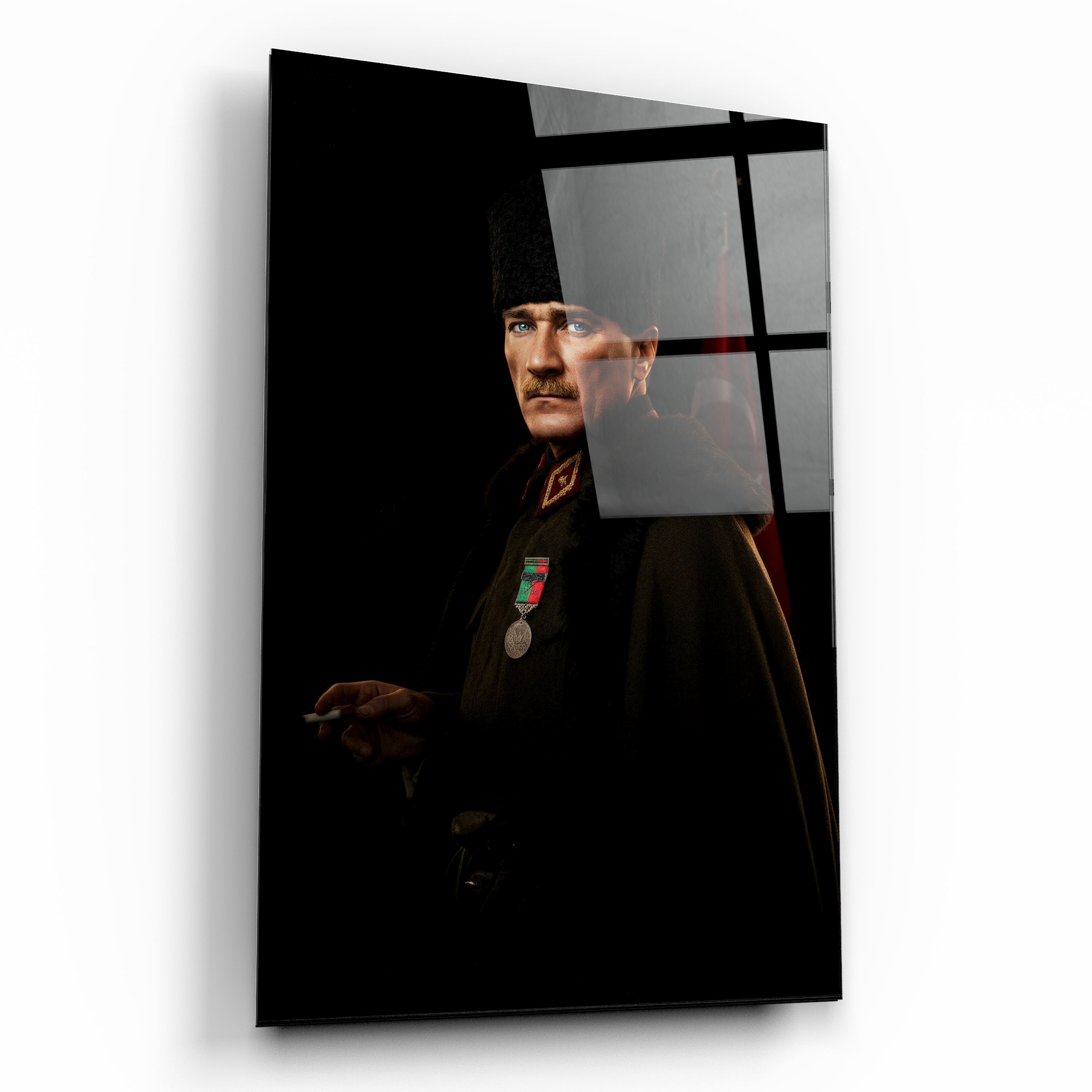 kalpaklı atatürk portresi cam tablo