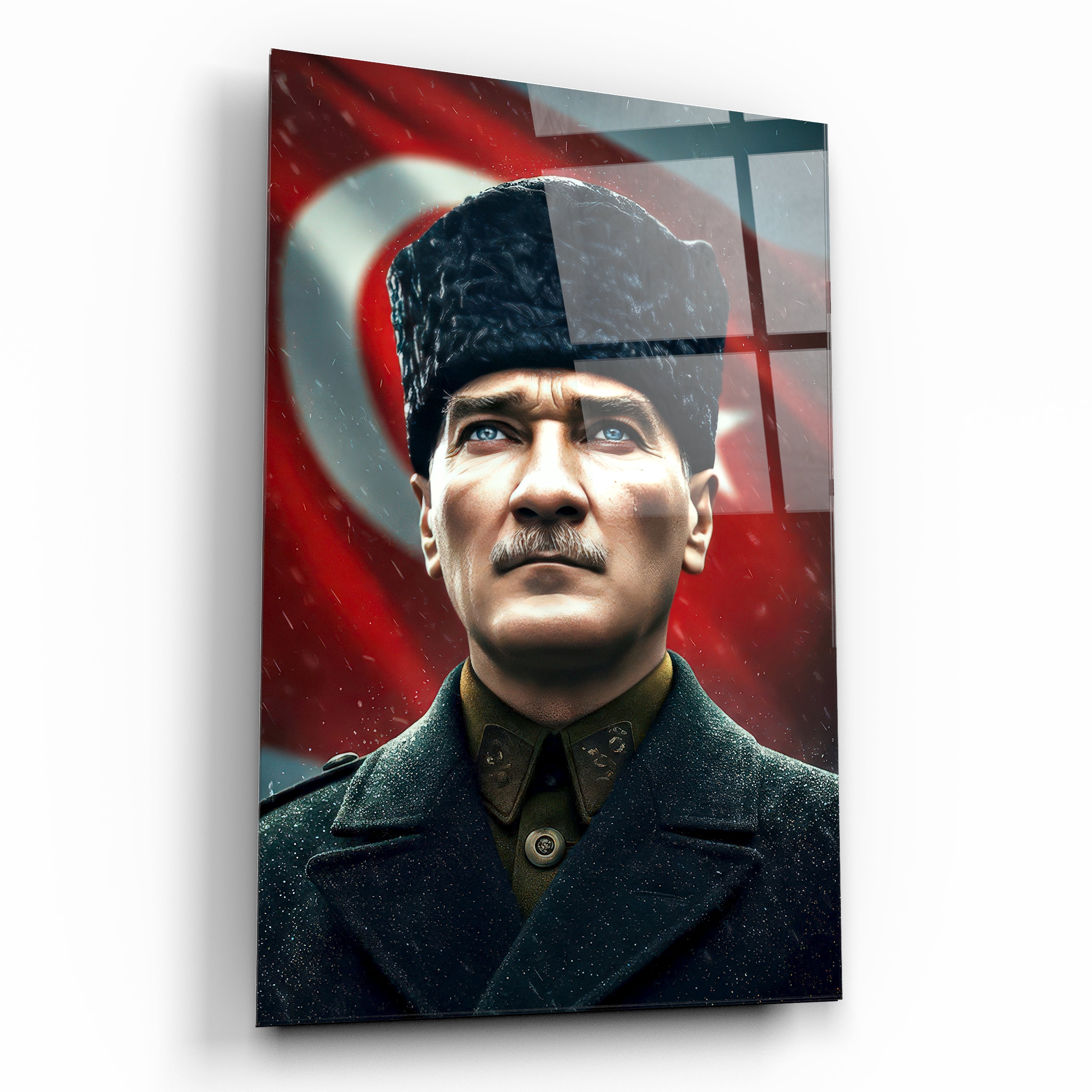 Atatürk Cam Tablo | Bayrak ve Ata