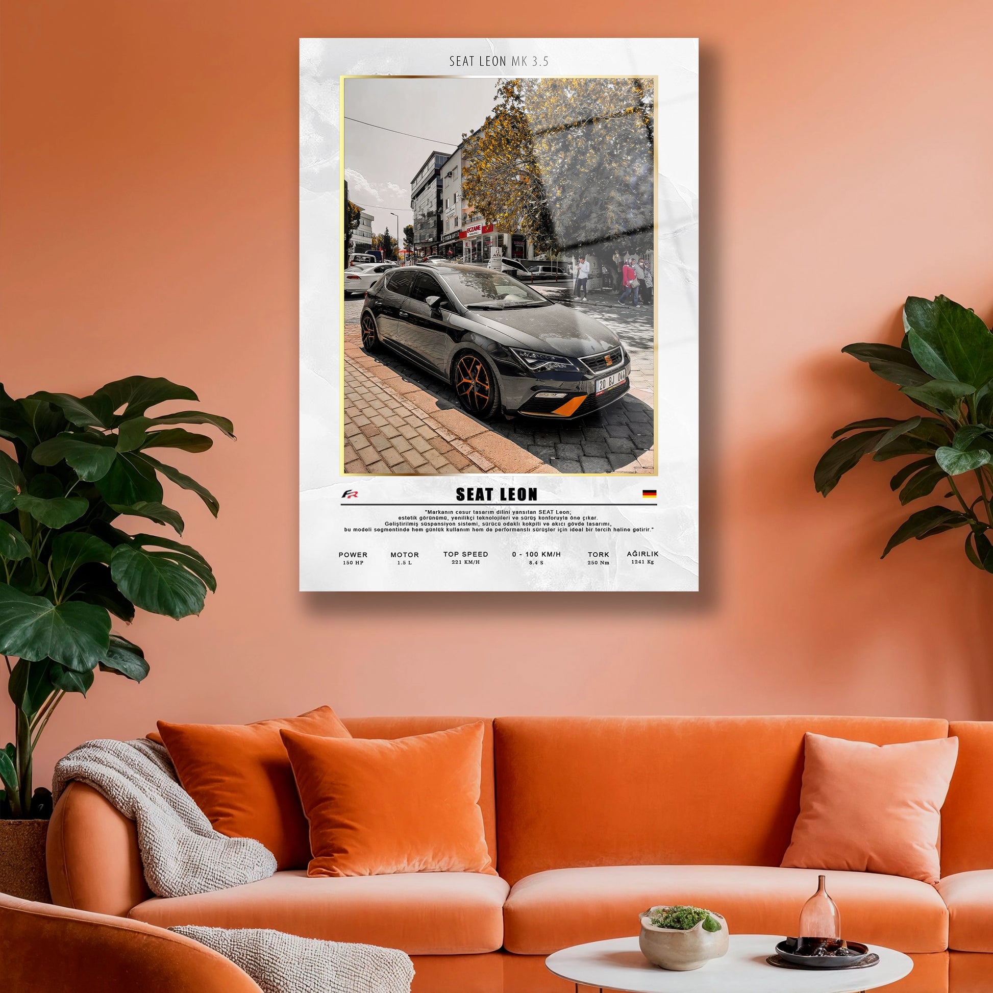 Müşteri arabası fotoğrafından teknik özellikli duvar dekoru