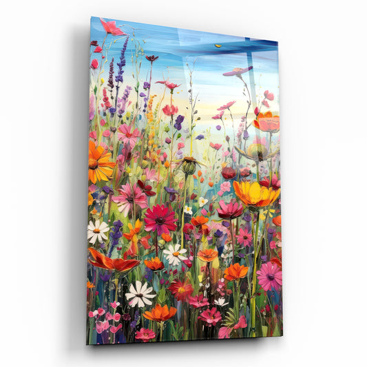 Kır Çiçekleri Cam Tablo