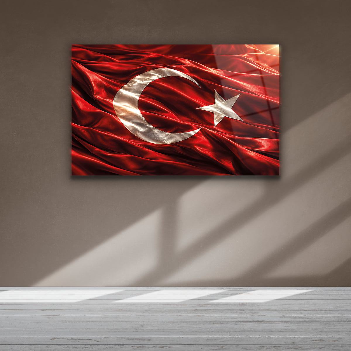 Yatay dalgalı Türk Bayrağı duvar tablosu
