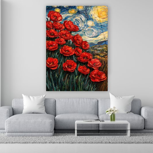 salon için van gogh esintili modern manzara tablo