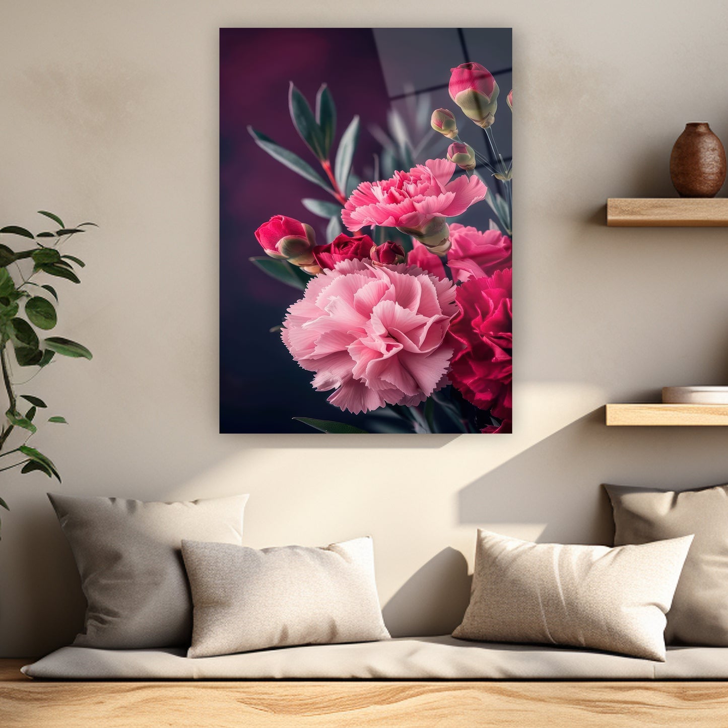 botanik sanat karanfil ve tomurcuklar poster