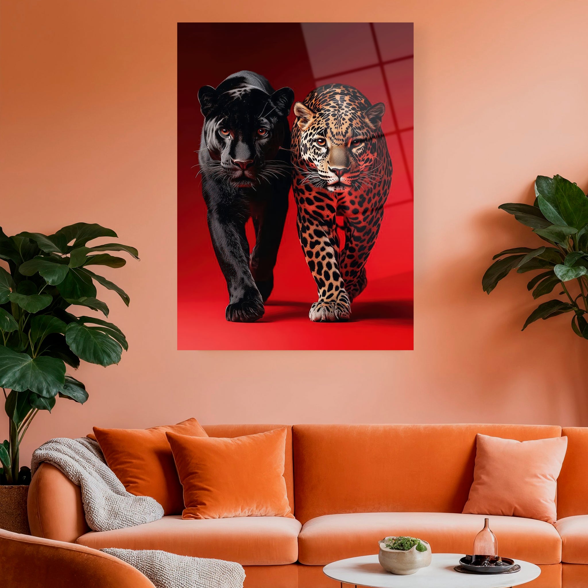 Vahşi doğa temalı modern dekoratif cam tablo tasarımı