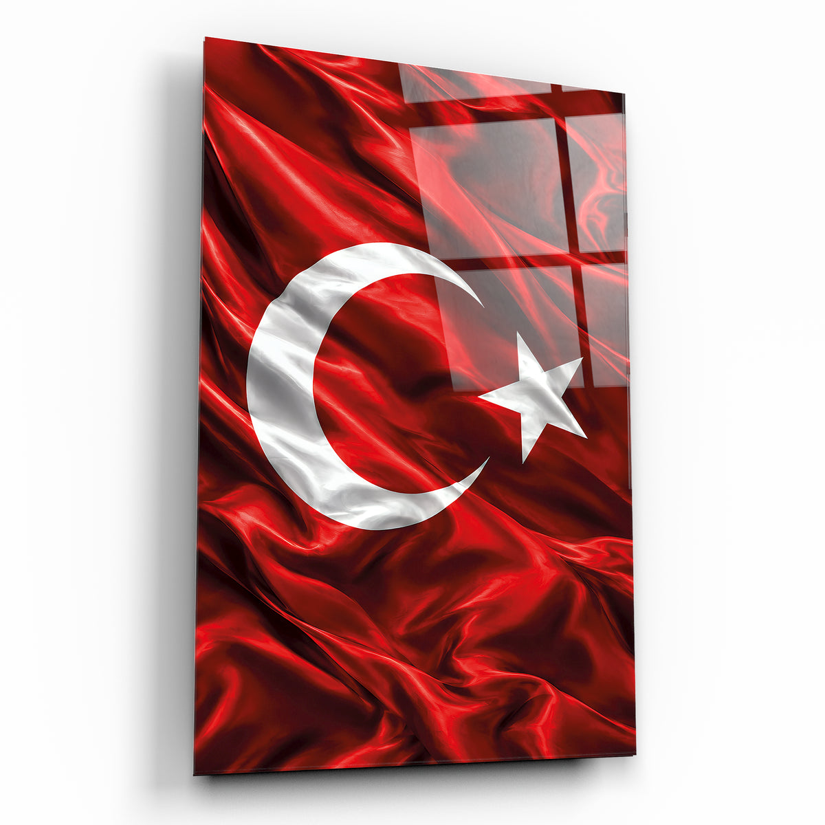 Klasik Türk Bayrağı dikey cam tablo