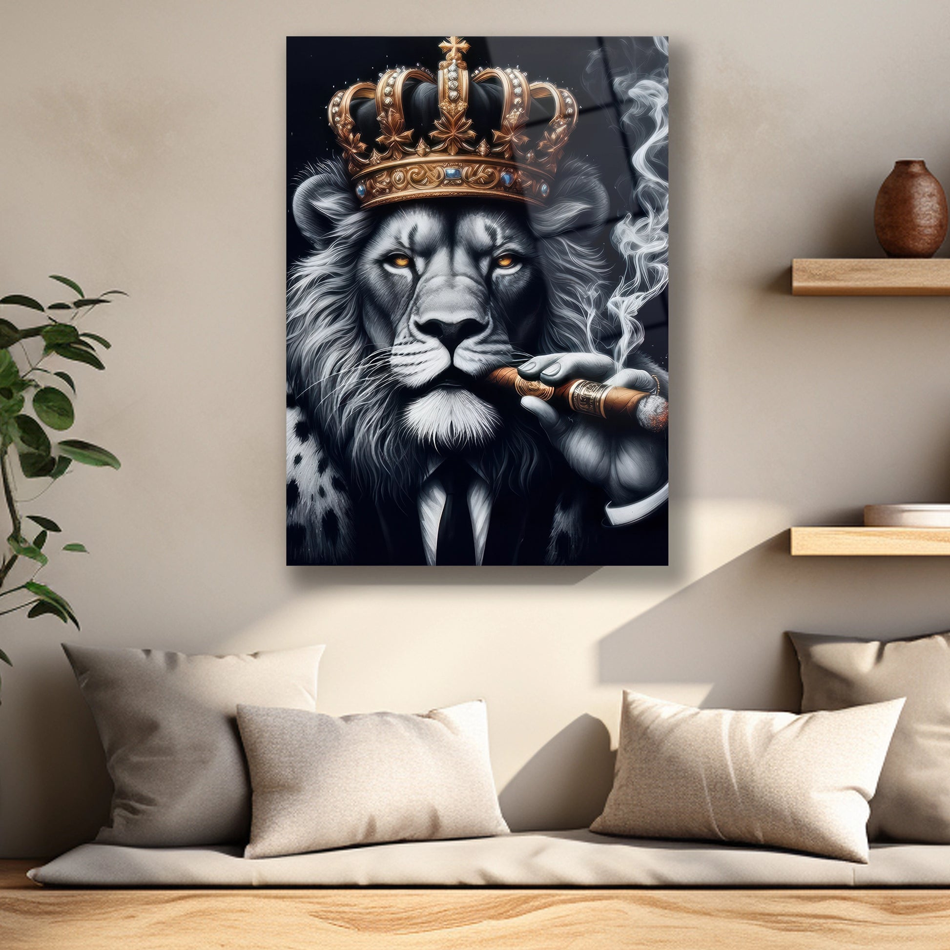 UV Baski Kral Aslan Modern Cam Baskisi