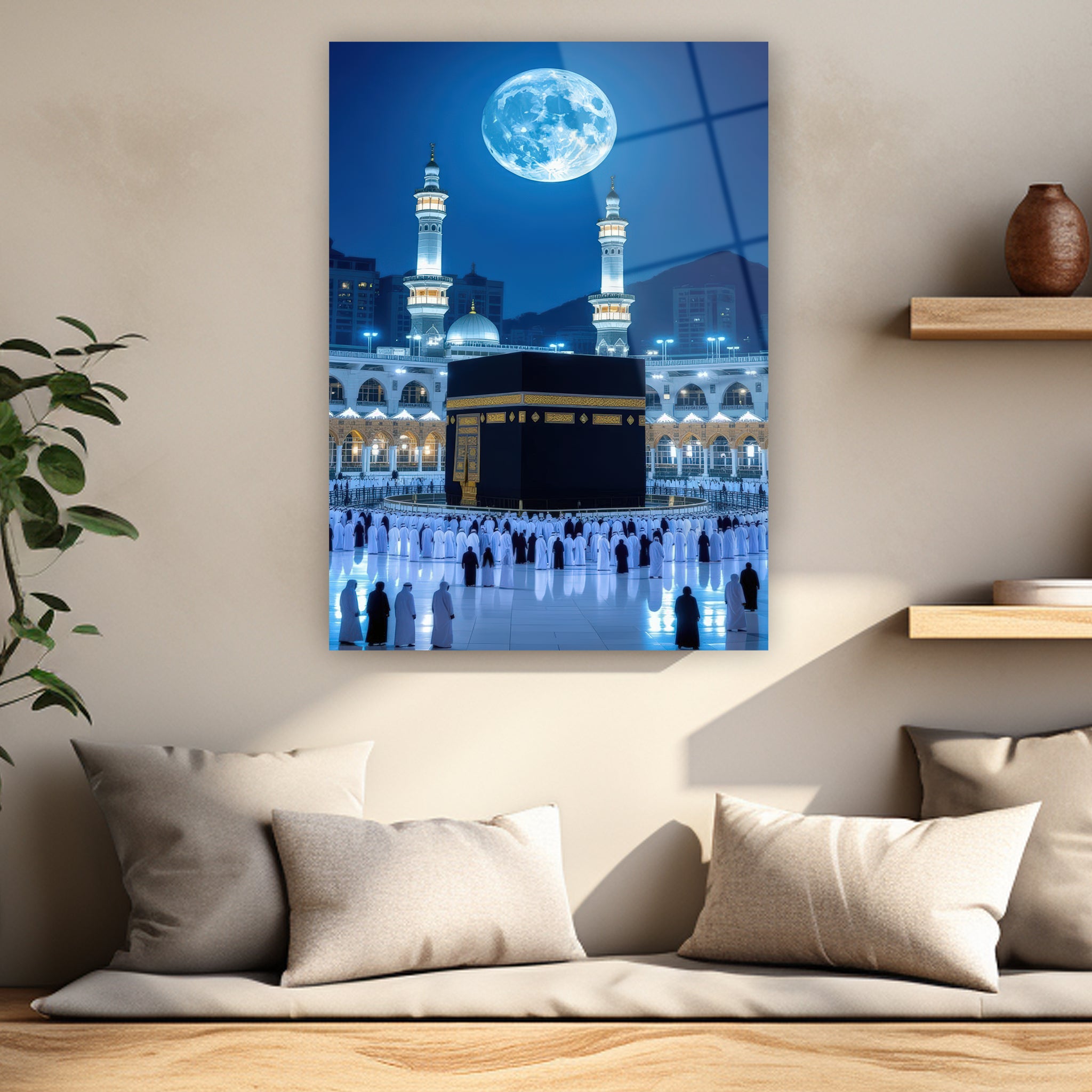 islami dekorasyon manevi huzur temalı gece kabe posteri