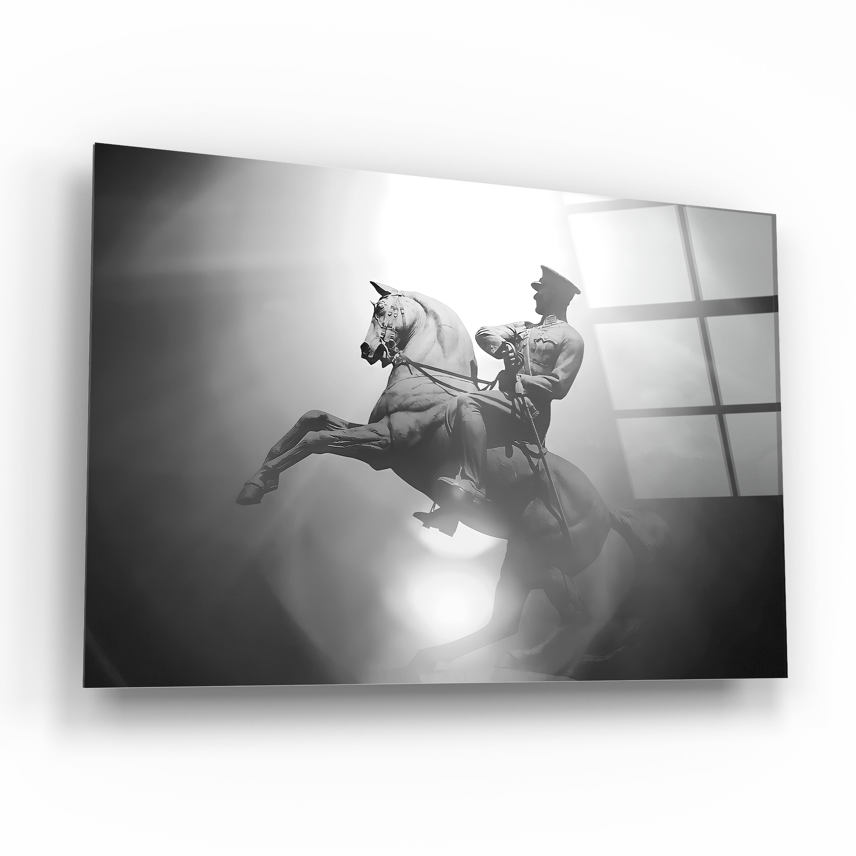 at üstünde atatürk ve kılıçlı atatürk cam tablo