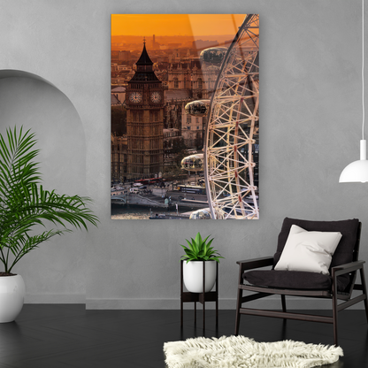 altın rengi gökyüzü ingiltere şehir manzarası duvar dekoru