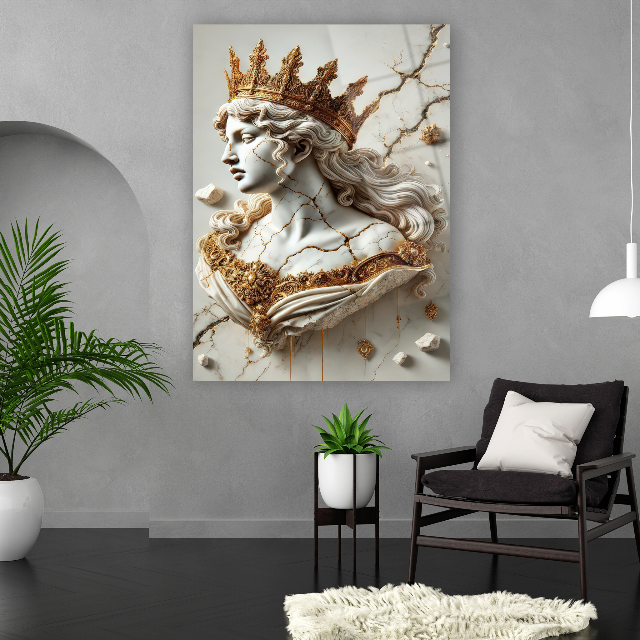 lüks salon için altın işlemeli kraliçe posteri