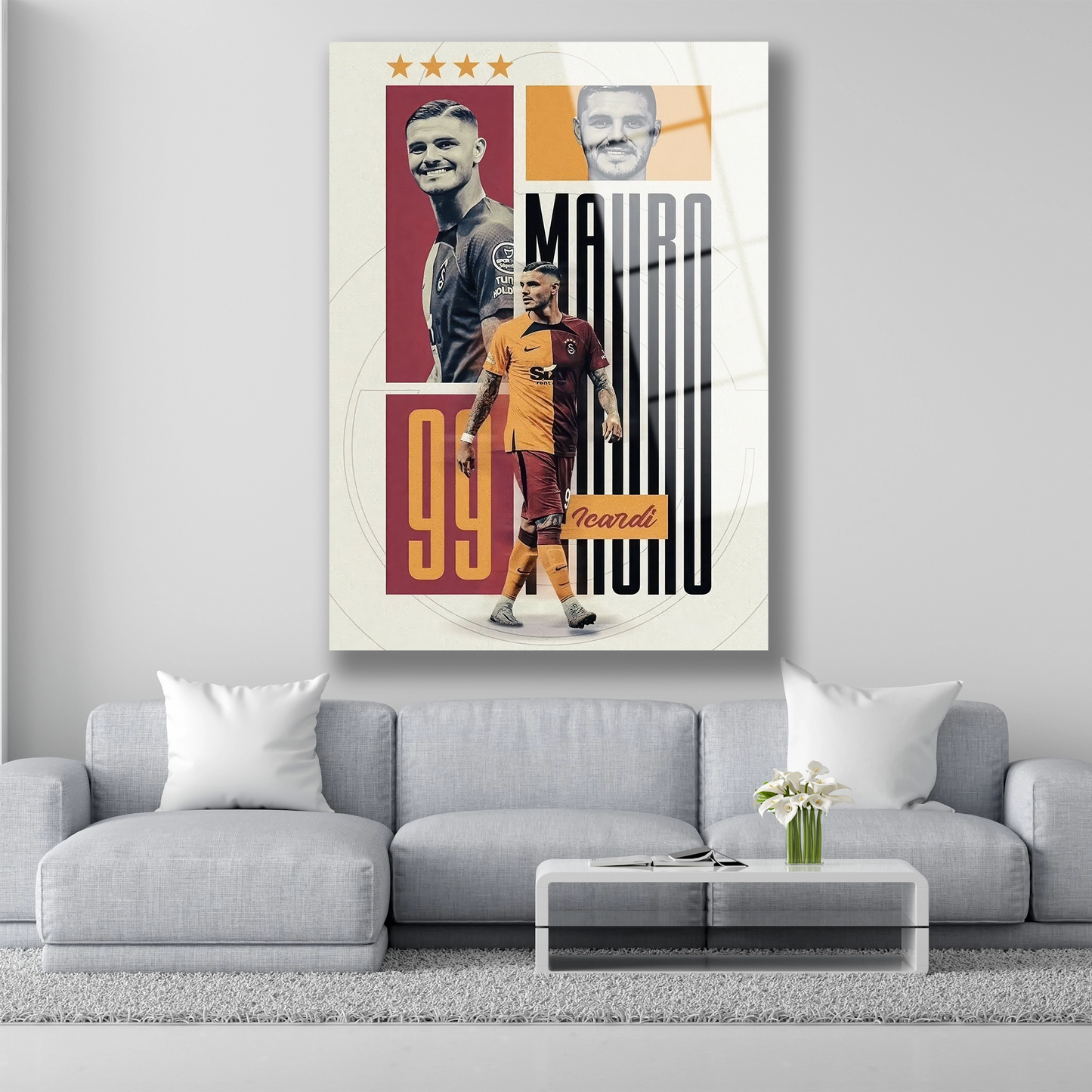 Mauro Icardi 99 numara Galatasaray temalı cam tablo