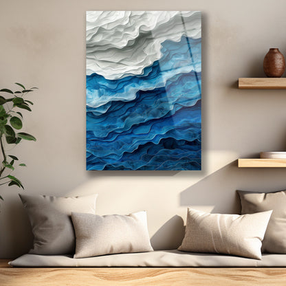 3 boyutlu kağıt efekti veren mavi renk geçişli cam baskı detayı