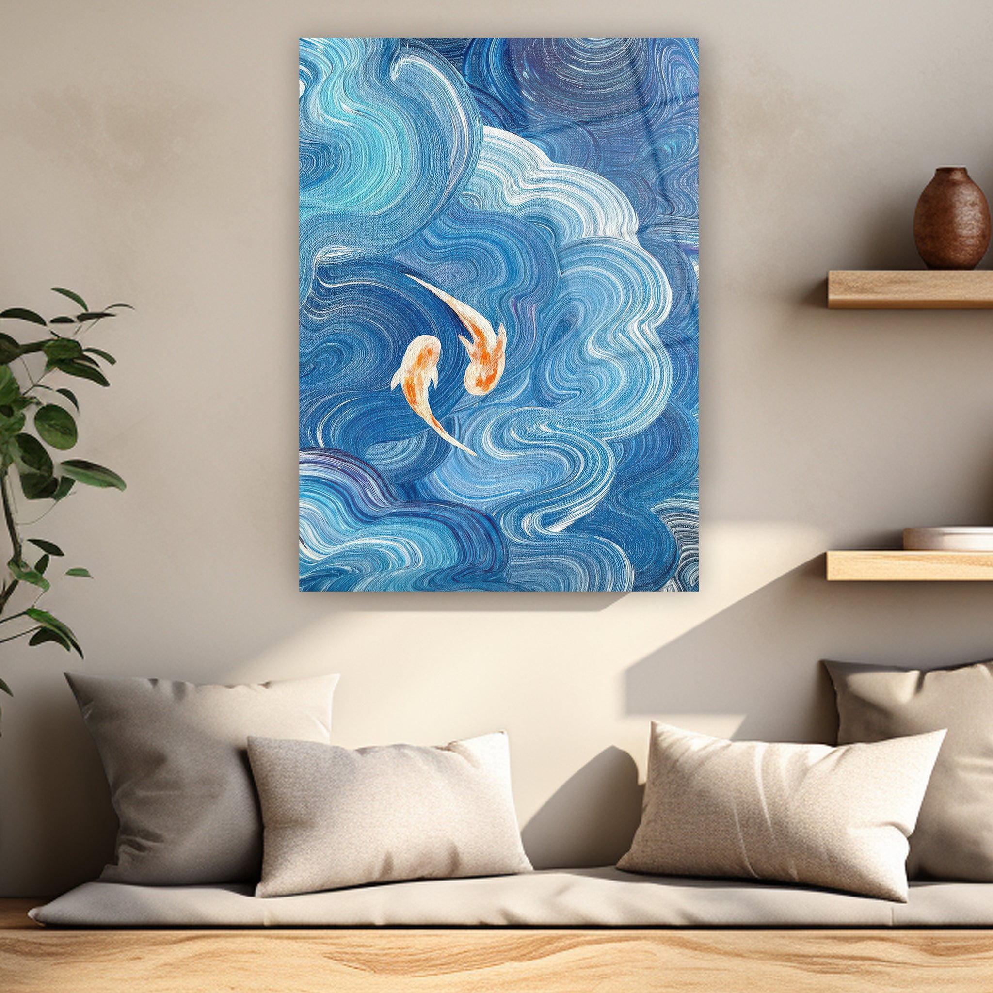 impasto tekniği deniz ve balık temalı poster