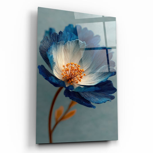 Mavi Çiçek Cam Tablo