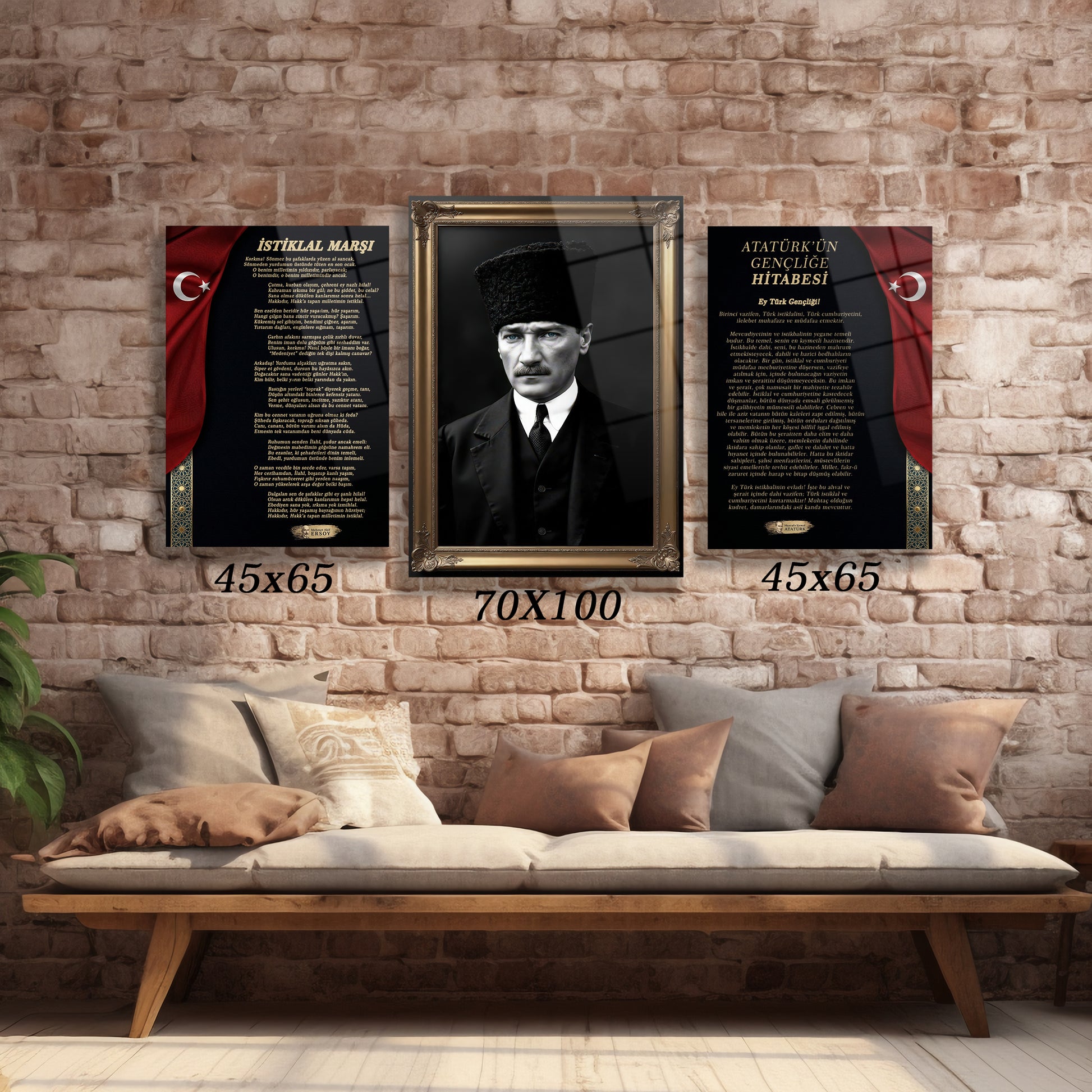 ay yıldız detaylı milli gurur temalı makam odası posteri