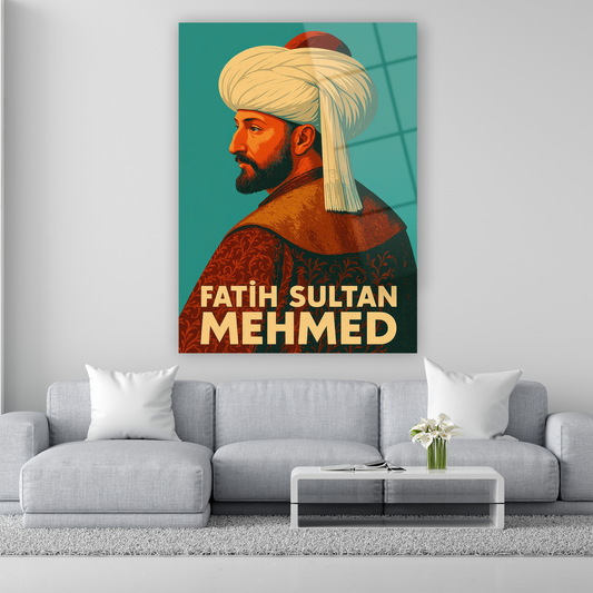 modern retro tarzı fatih sultan mehmed cam tablo