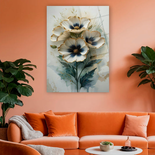 modern floral cam duvar sanatı lüks dekorasyon