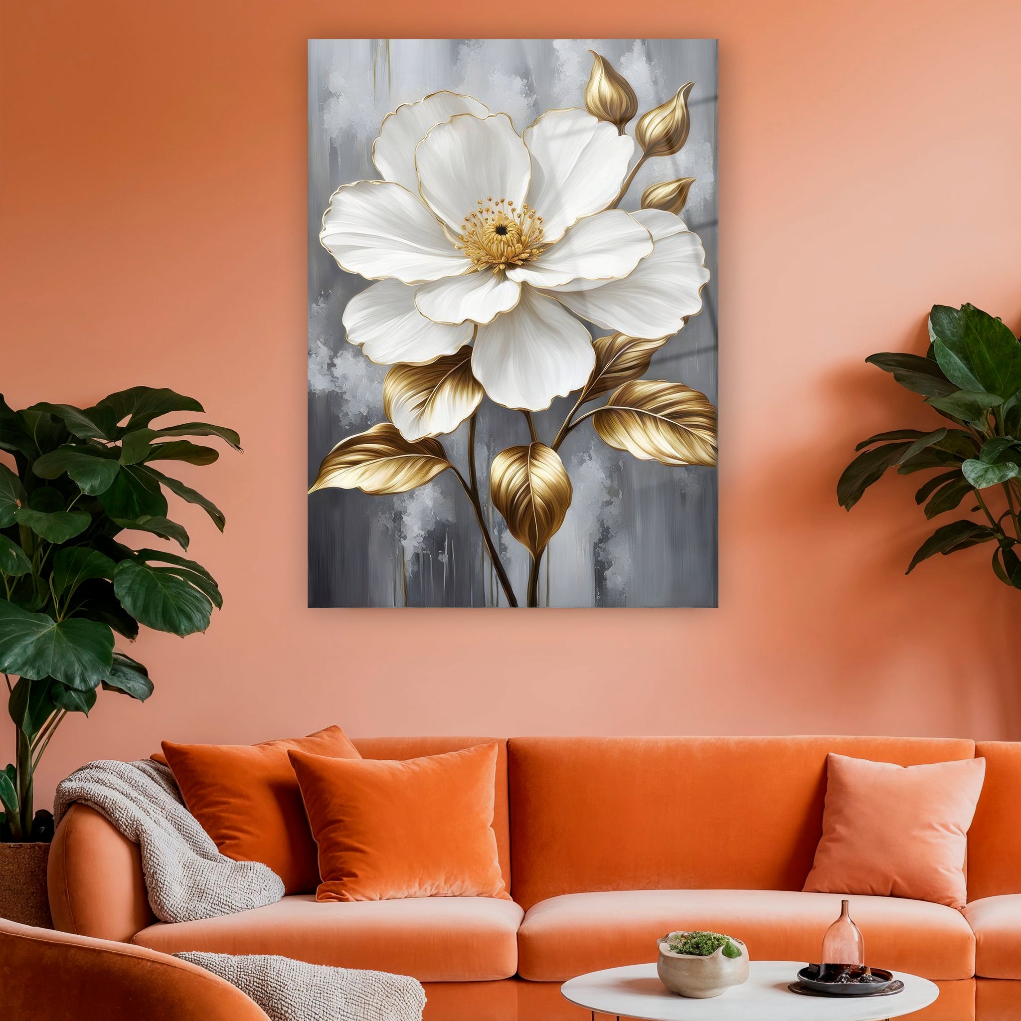 modern floral duvar dekoru lüks cam baskı