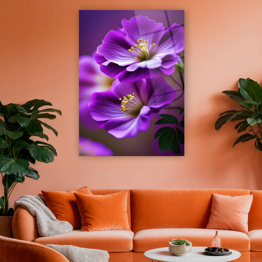 makro çiçek detaylı lüks cam duvar sanatı