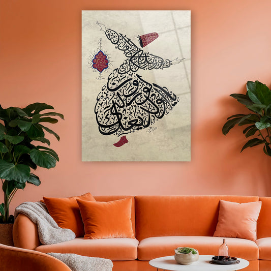 kaligrafik semažen figürlü lüks cam duvar sanatı