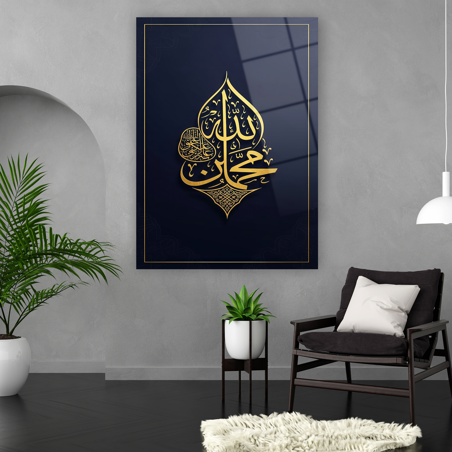 modern arapça hat sanatı temperli cam tablo modelleri