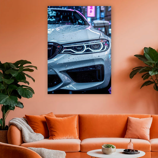 modern otomobil far detaylı lüks cam duvar sanatı