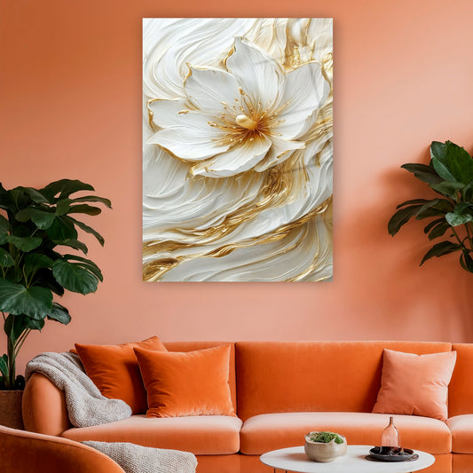 modern rölyef etkili floral cam duvar sanatı