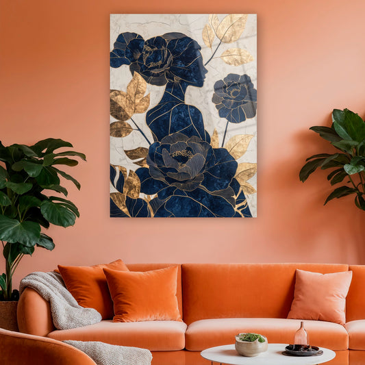 modern sanatsal kadın figürlü lüks cam baskı