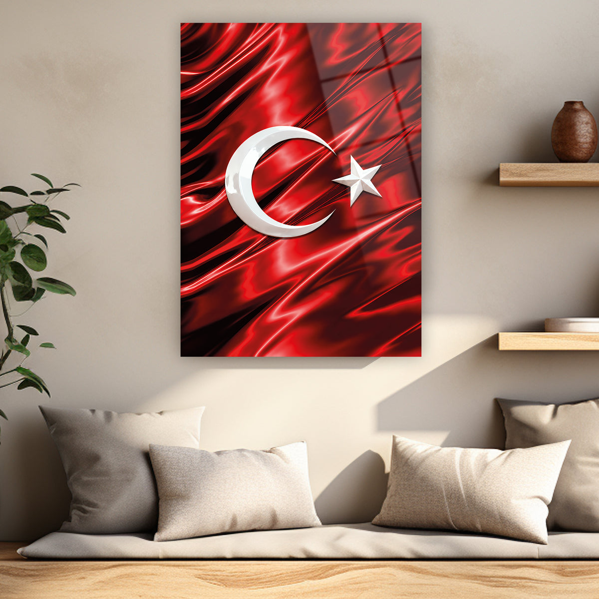3D görünümlü Türk Bayrağı duvar tablosu