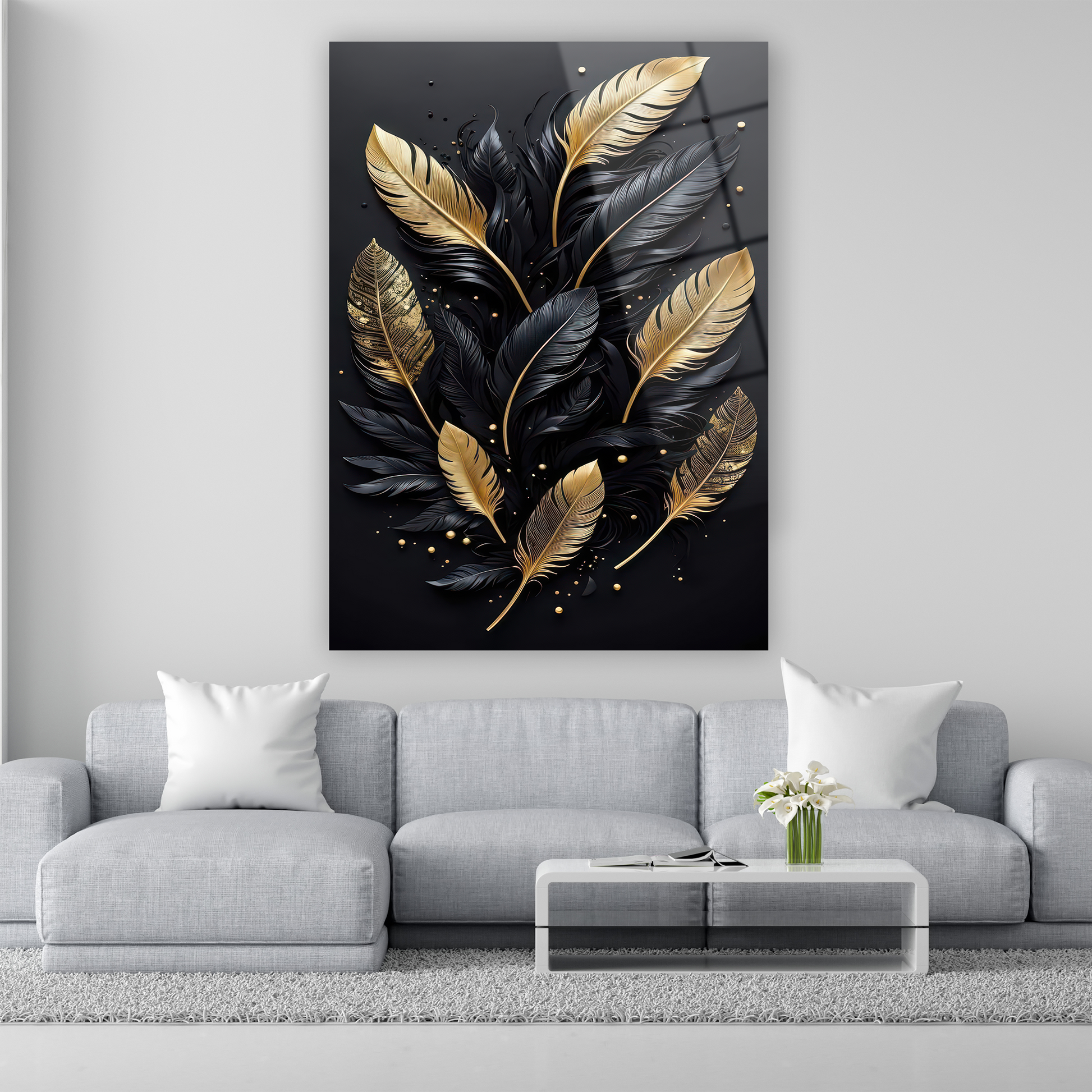 kabartma görünümlü zarif salon tablosu