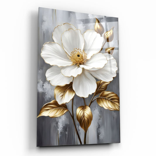 Modern Çiçek Temalı Cam Tablo