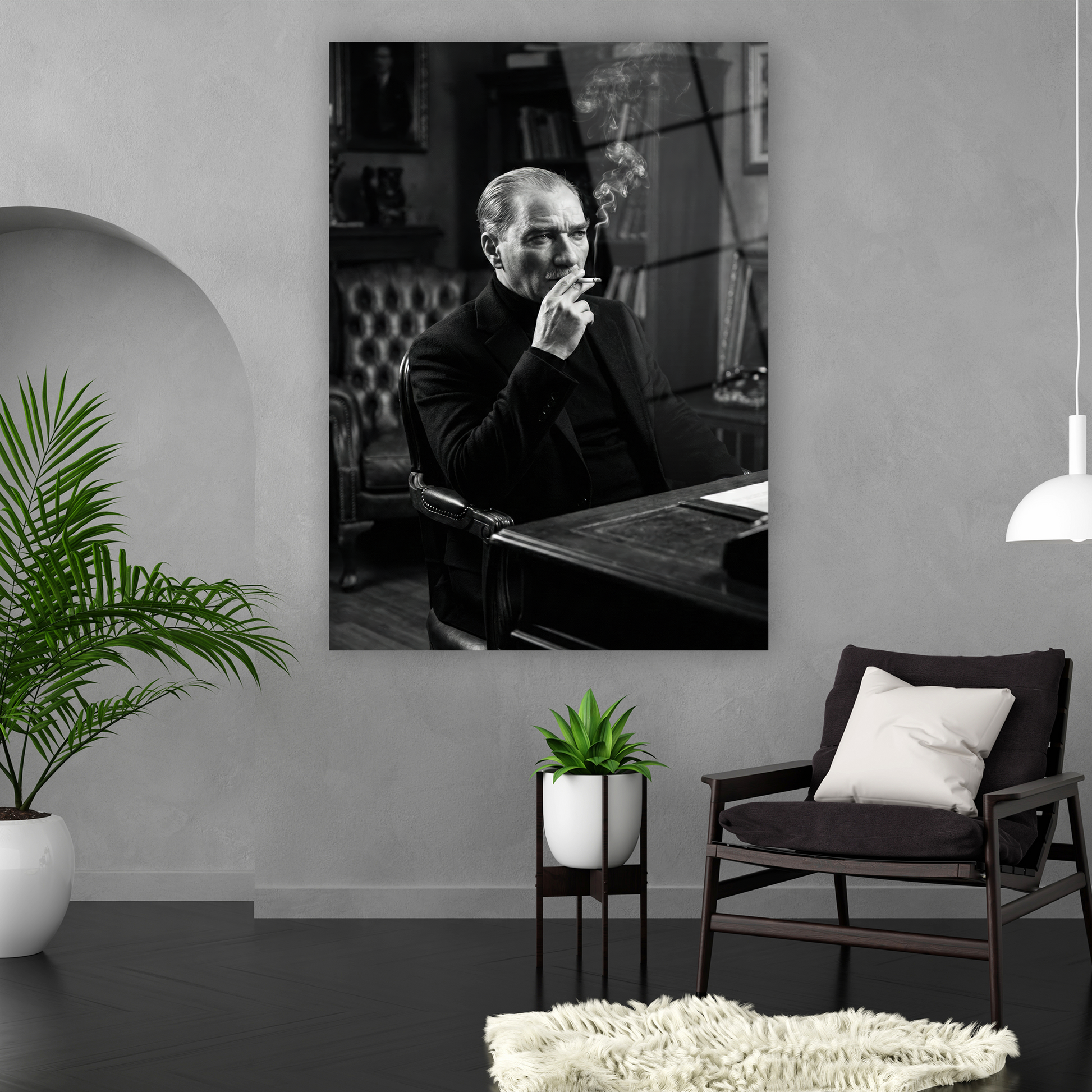 Dekorica siyah beyaz Mustafa Kemal Atatürk tablo