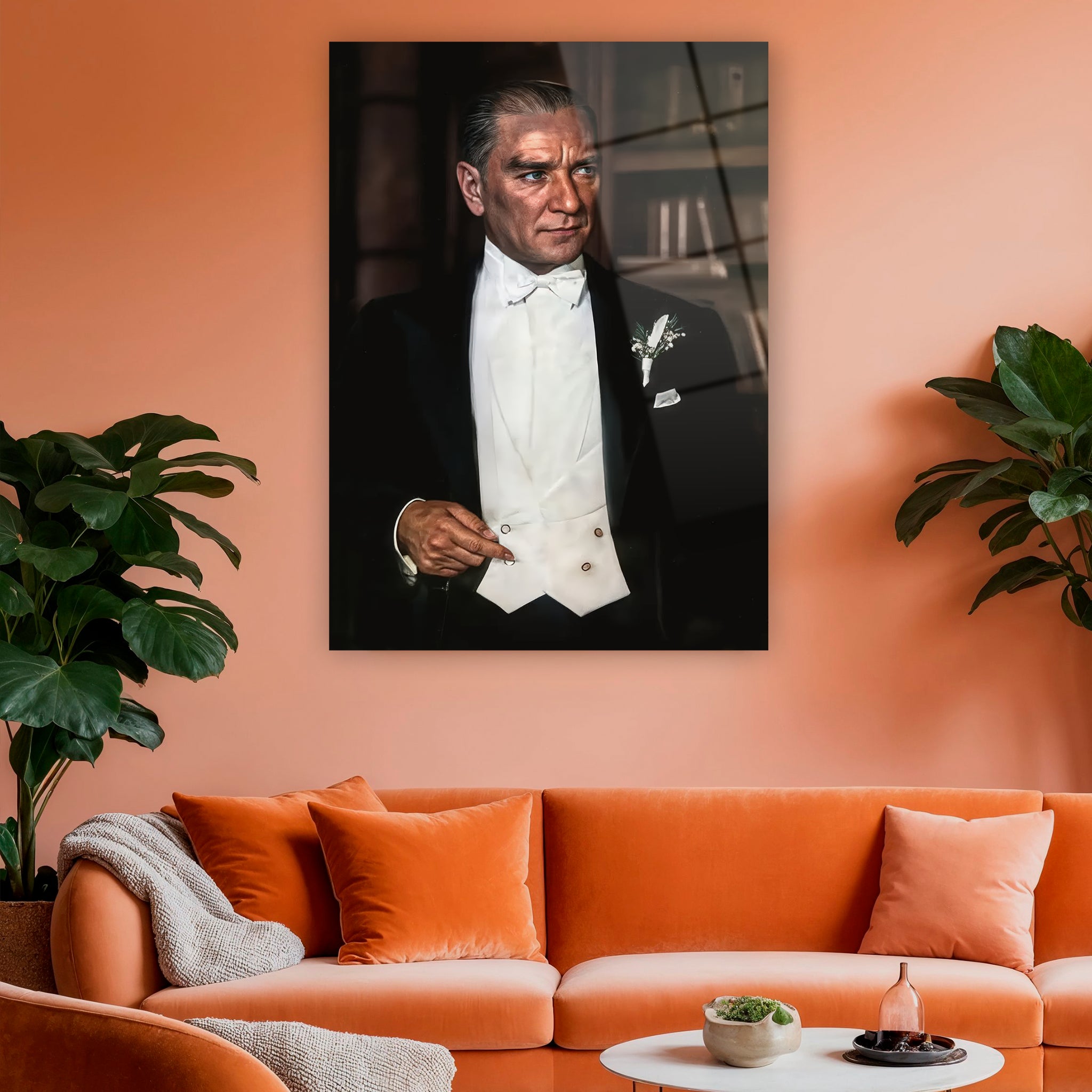 Mustafa Kemal Atatürk karizmatik portre cam baskı