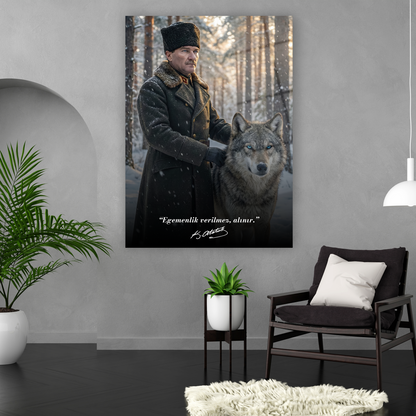 bağımsızlık sembolü atatürk ve kurt tablosu