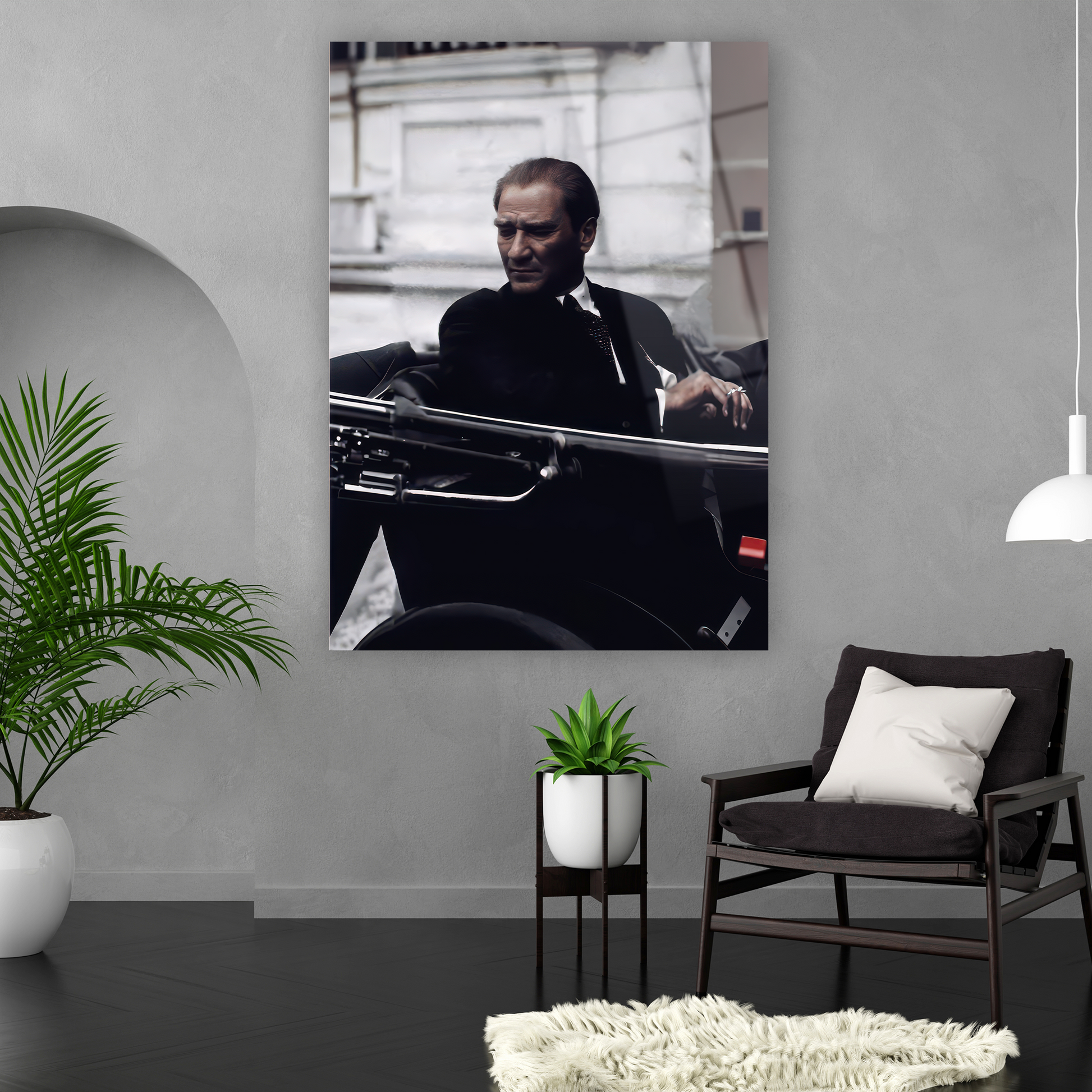 siyah ceketli ve kravatlı gazi paşa ofis tablosu