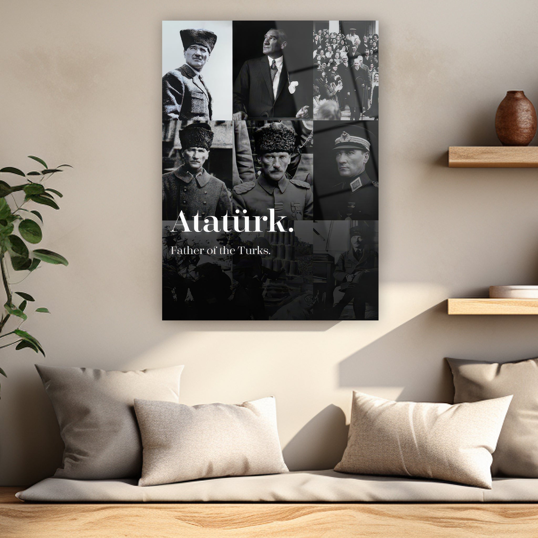 gazi paşa askeri ve sivil giyimli mozaik poster