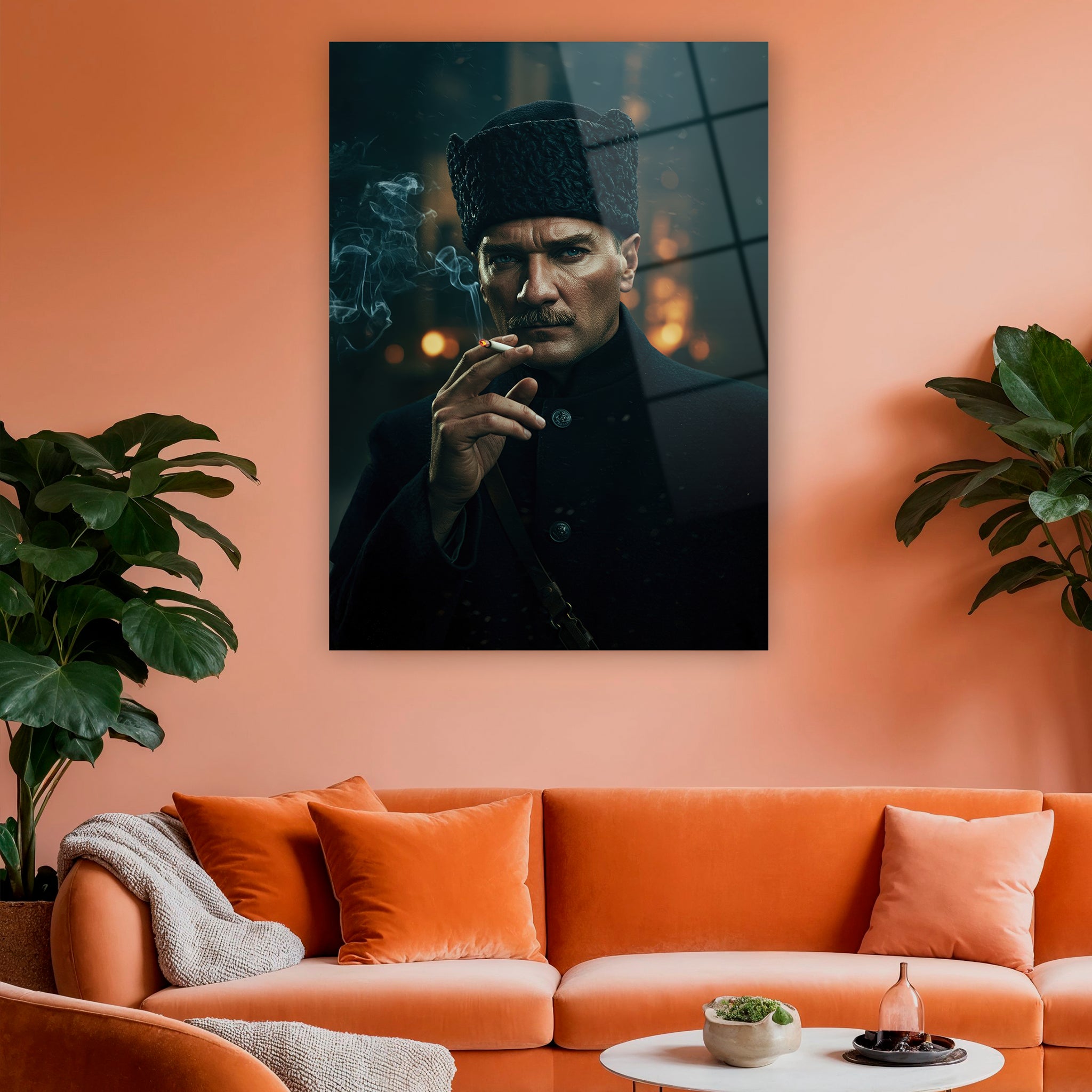 mustafa kemal atatürk dumanlı atmosfer duvar dekoru