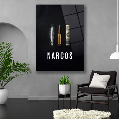 Modern Dekorasyon İçin Narcos Sembollü Cam Baskı