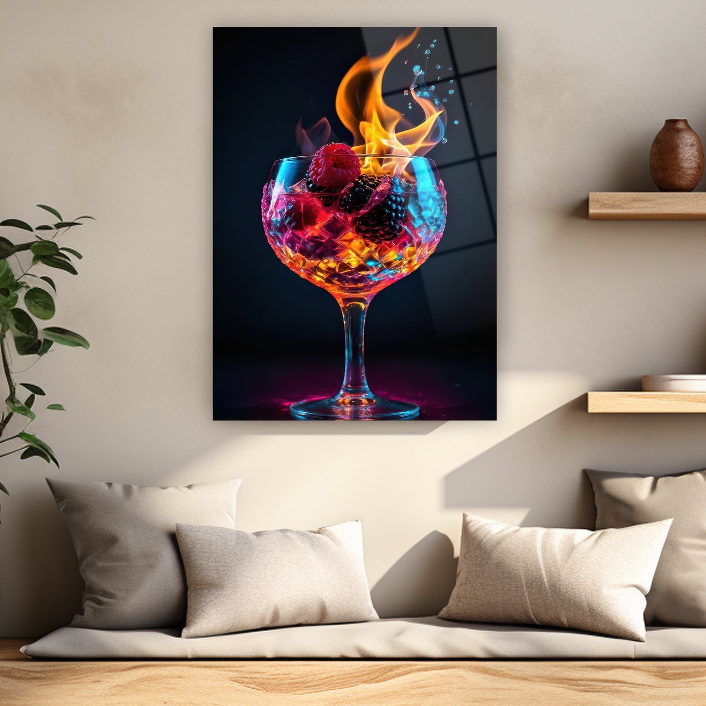 mavi ve pembe neon efektli modern bar posteri