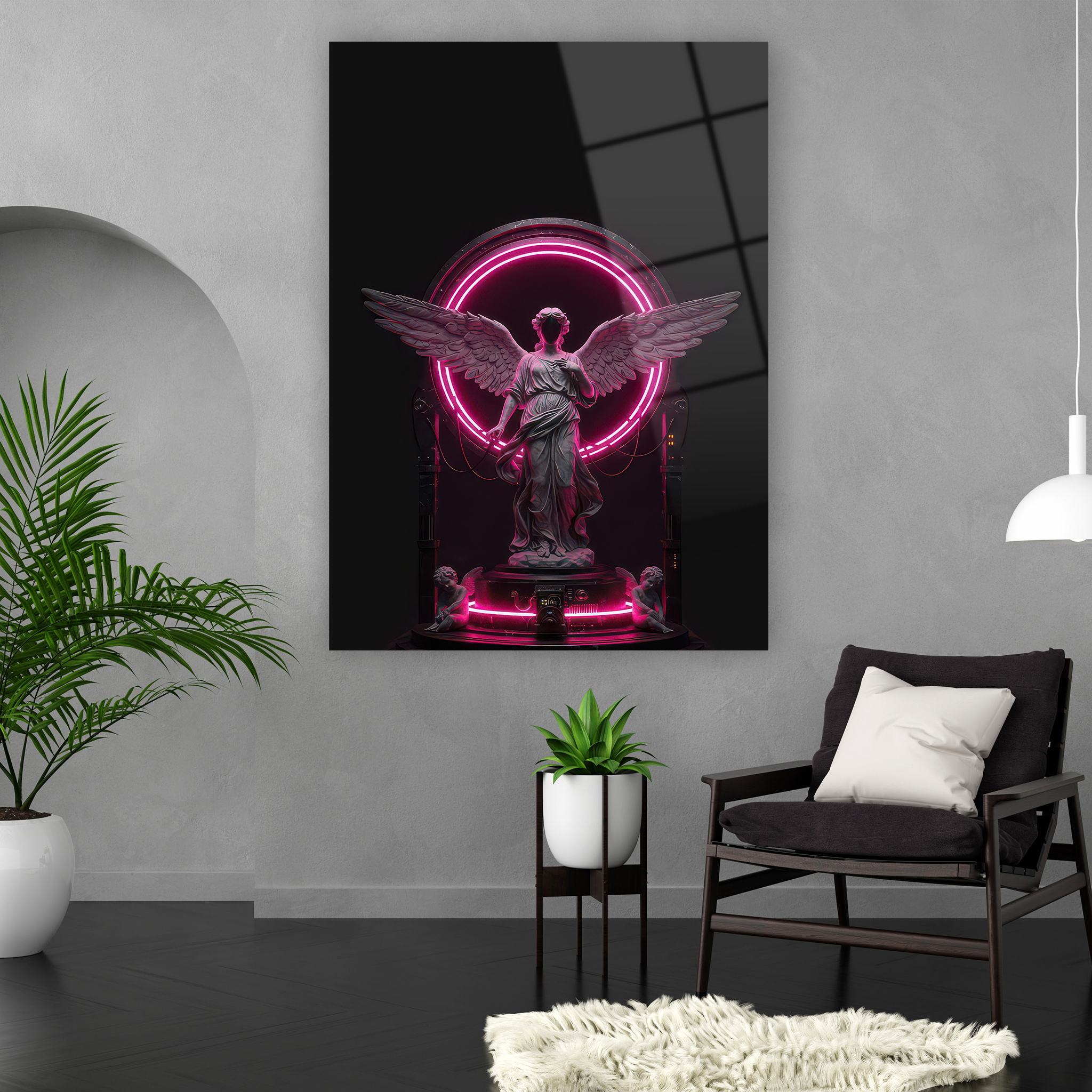 vaporwave estetiği melek cam baskı