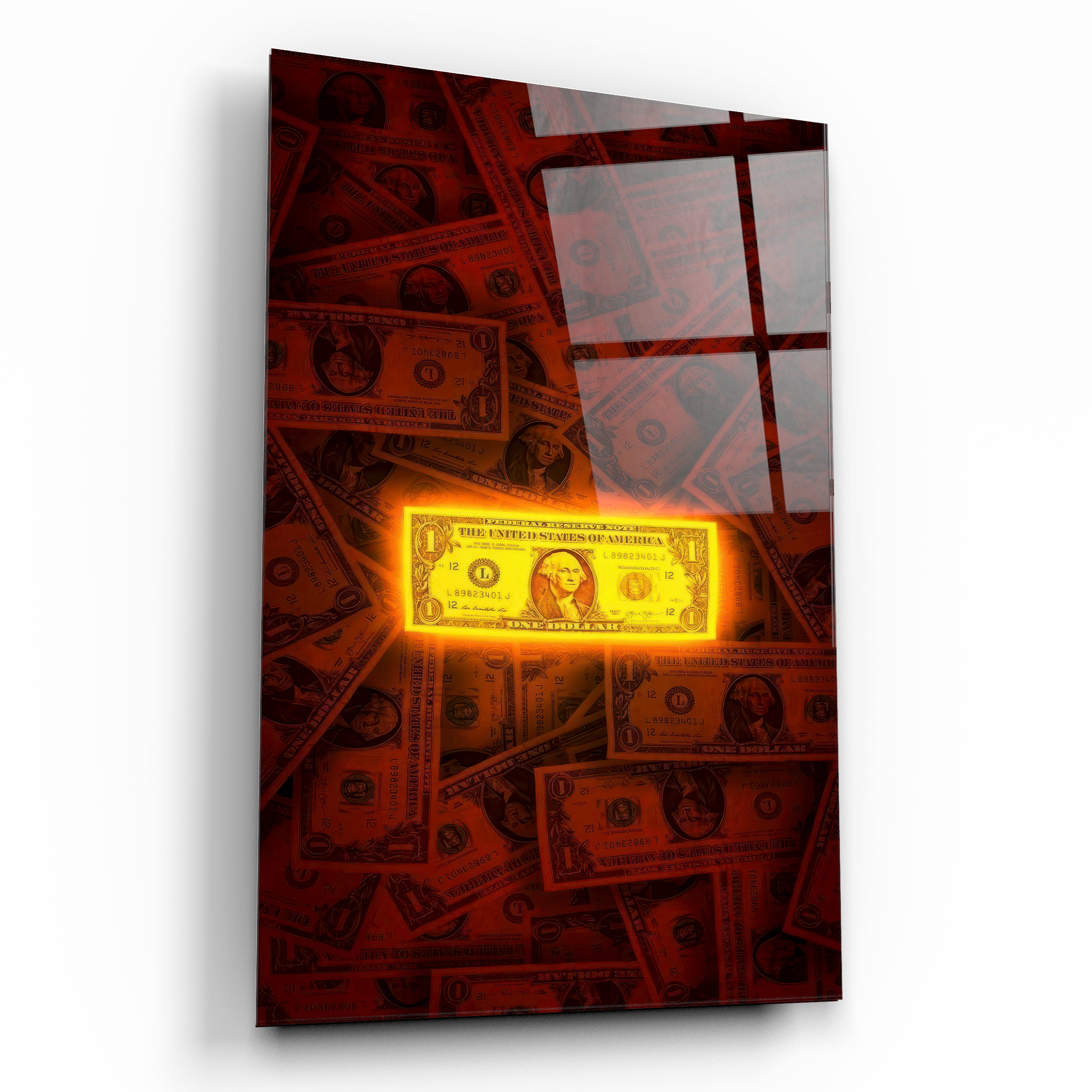 Neon Işıltılı Dolar Motivasyon Cam Tablosu