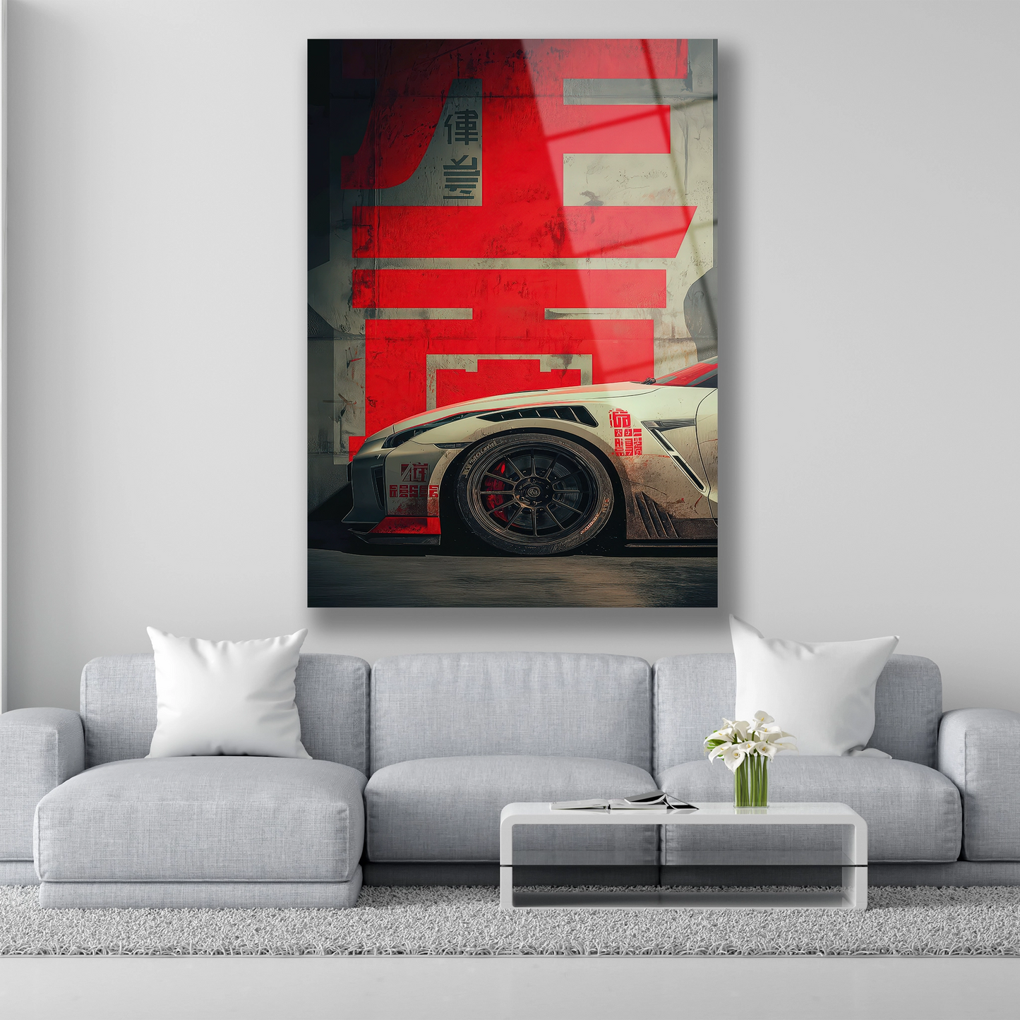 nissan gtr r35 yandan görünüm cam tablo