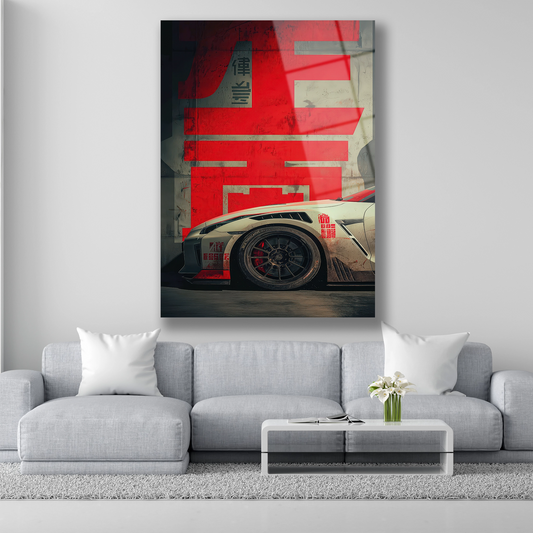 nissan gtr r35 yandan görünüm cam tablo