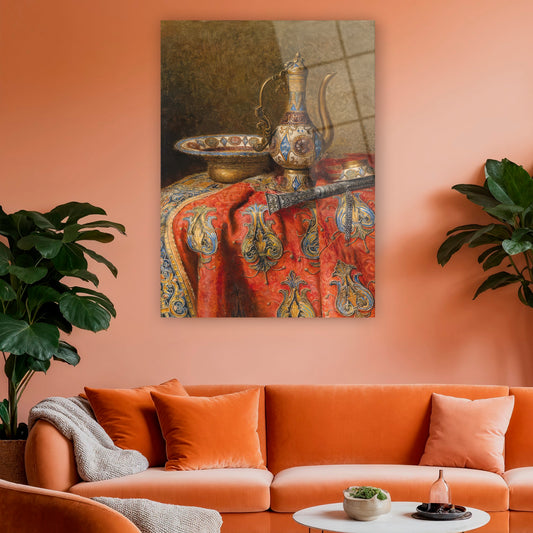 klasik natürmort yağlı boya görünümlü duvar dekoru