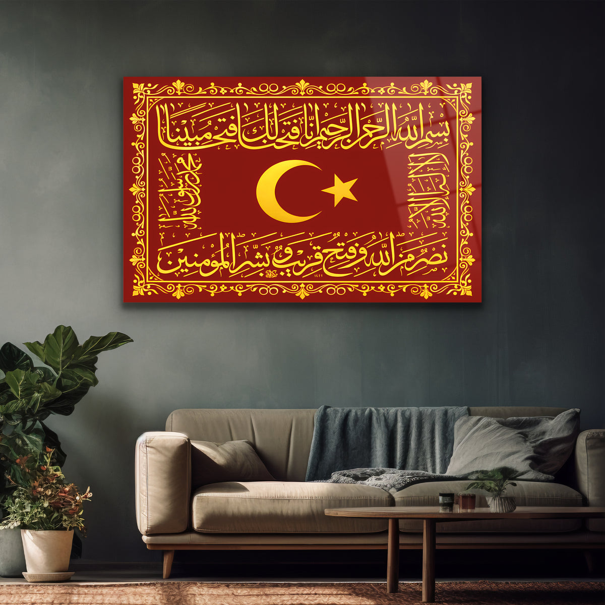 Osmanlı temalı hat sanatı cam tablo