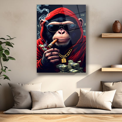 Altın dolar işareti kolye ve para desteleri detaylı cam baskı