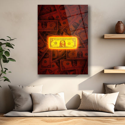 Ofis İçin Lüks Para ve Başarı Temalı Cam Tablo