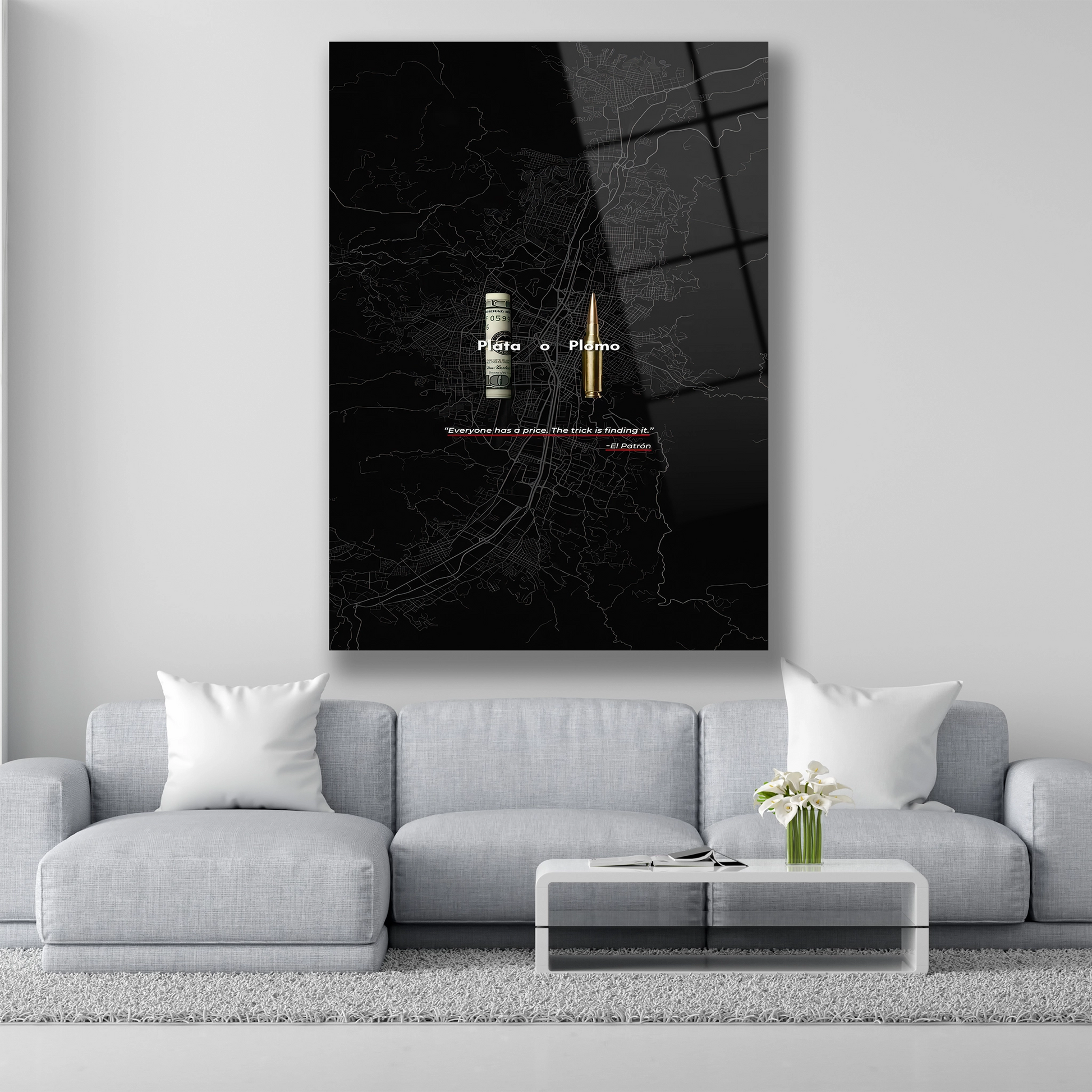 Plata o Plomo Motivasyon Cam Tablo Pablo Escobar Tasarımı