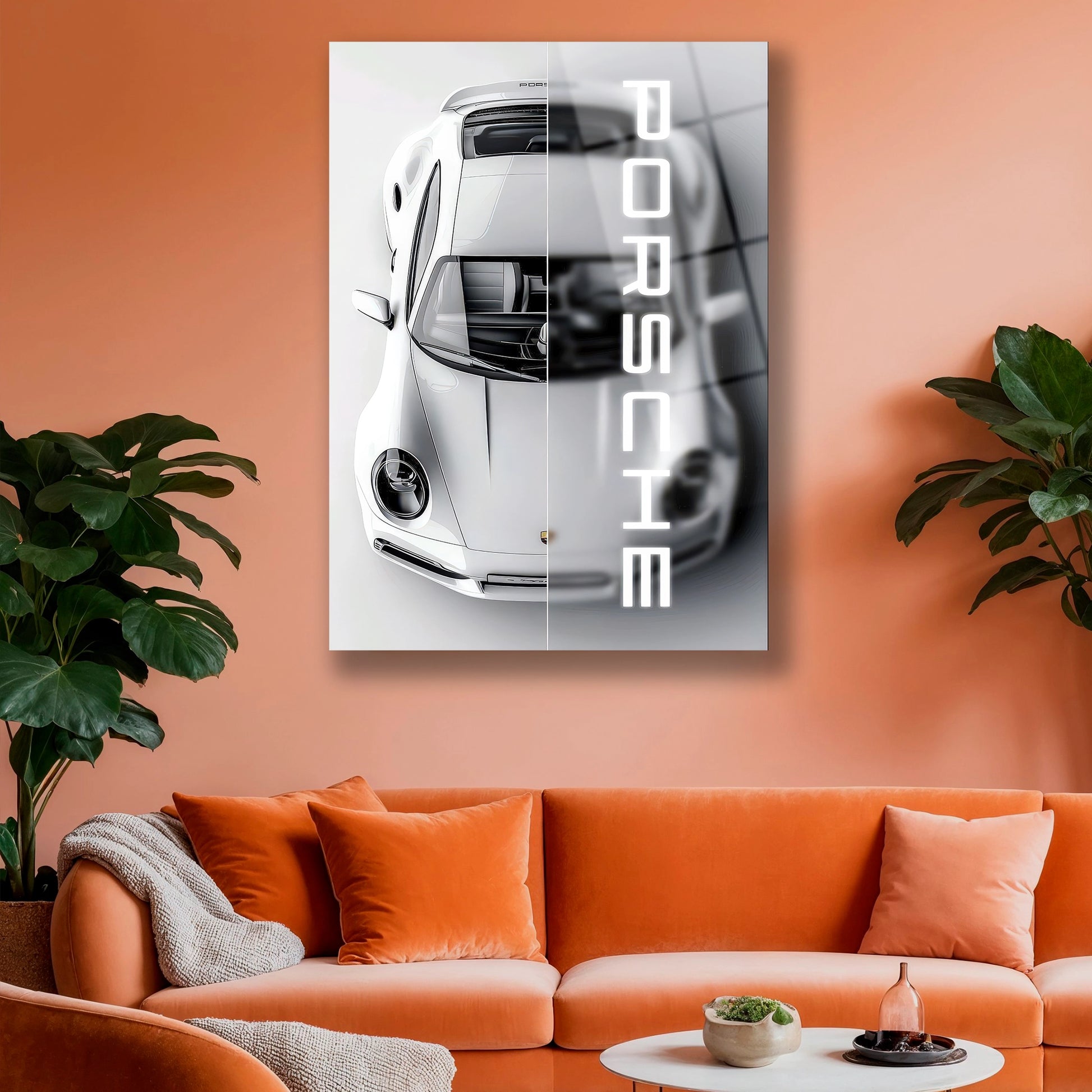 porsche yazılı minimalist duvar dekoru